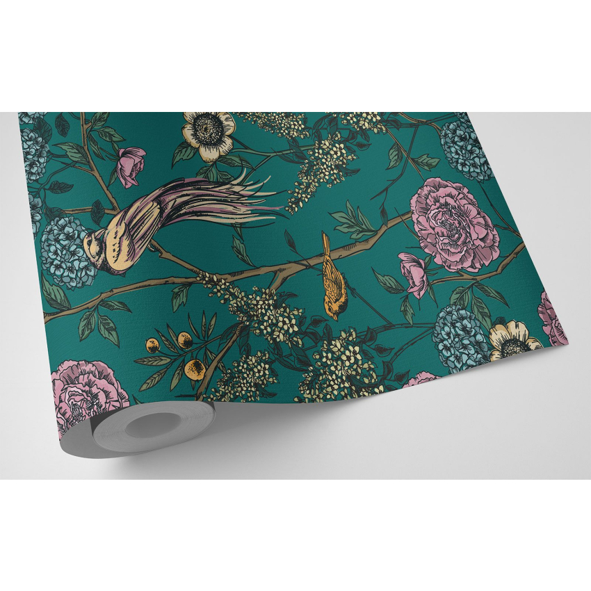 Papier peint - Fleurs Oiseaux