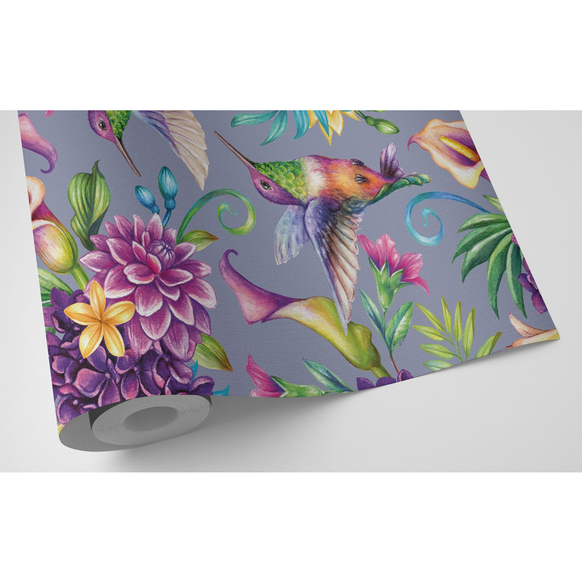 Papier peint - Fleurs Oiseaux