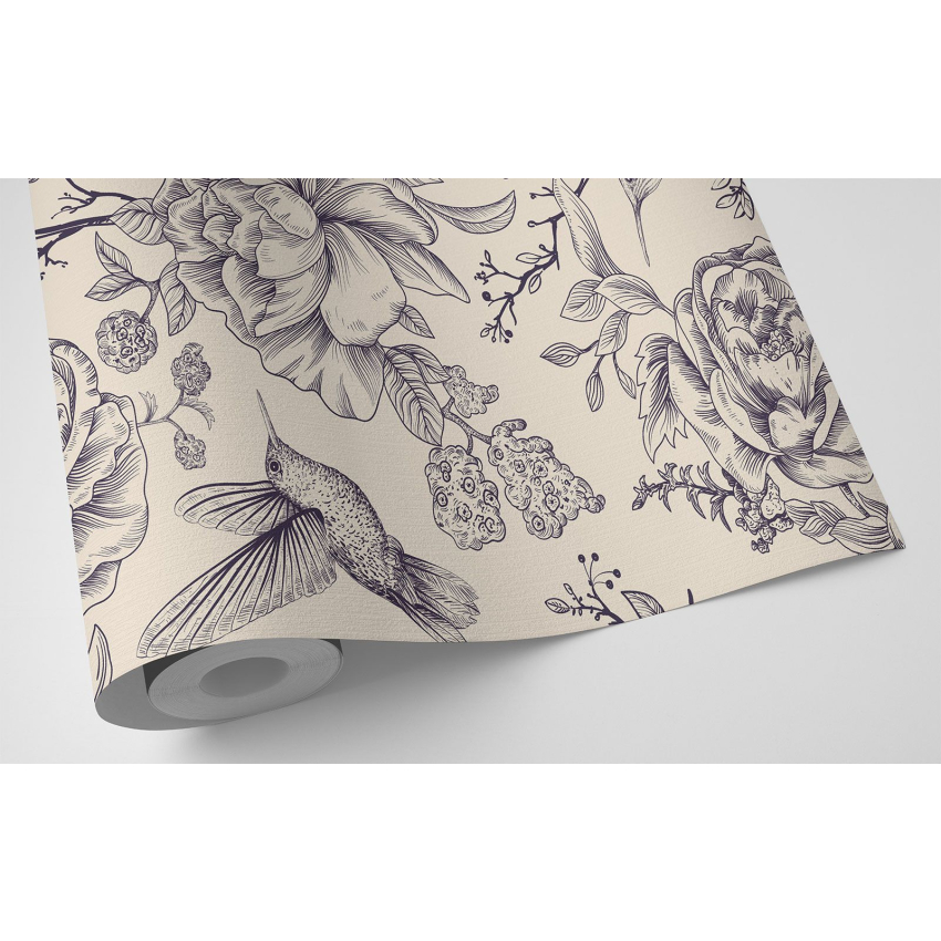 Papier peint - Fleurs Oiseaux