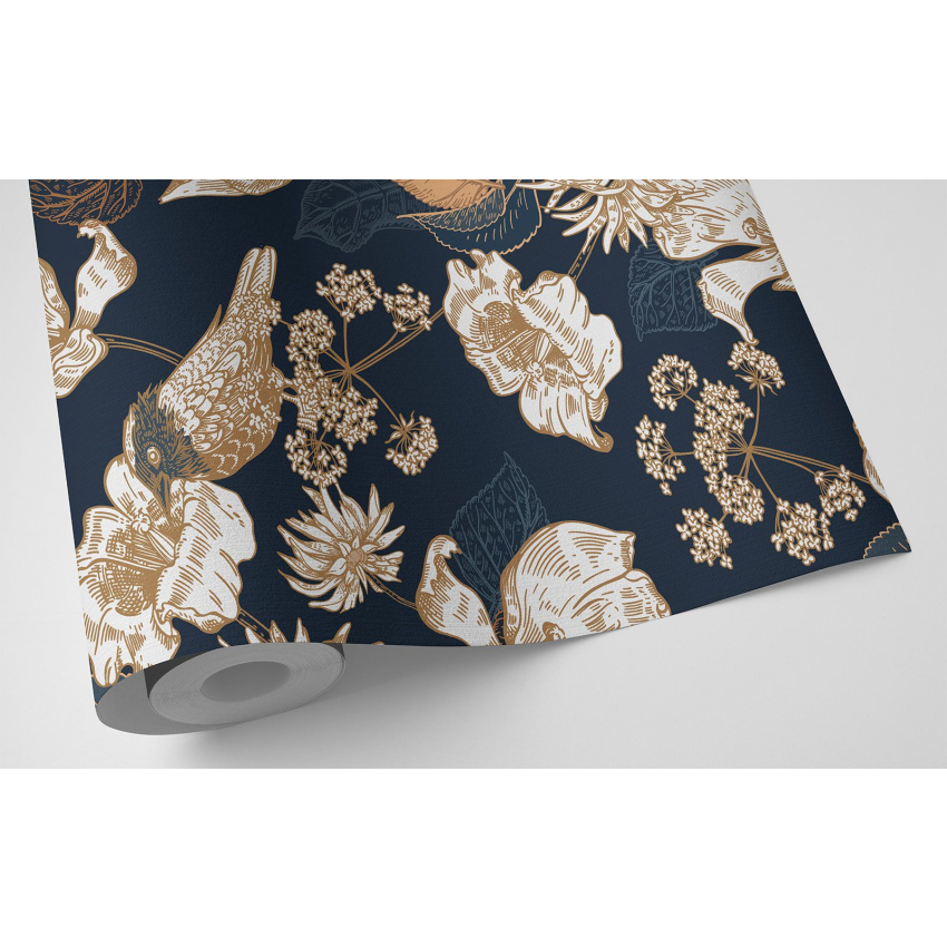 Papier peint - Fleurs Oiseaux