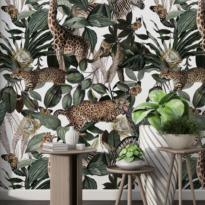 Papier peint motif XL - Animaux de la Jungle