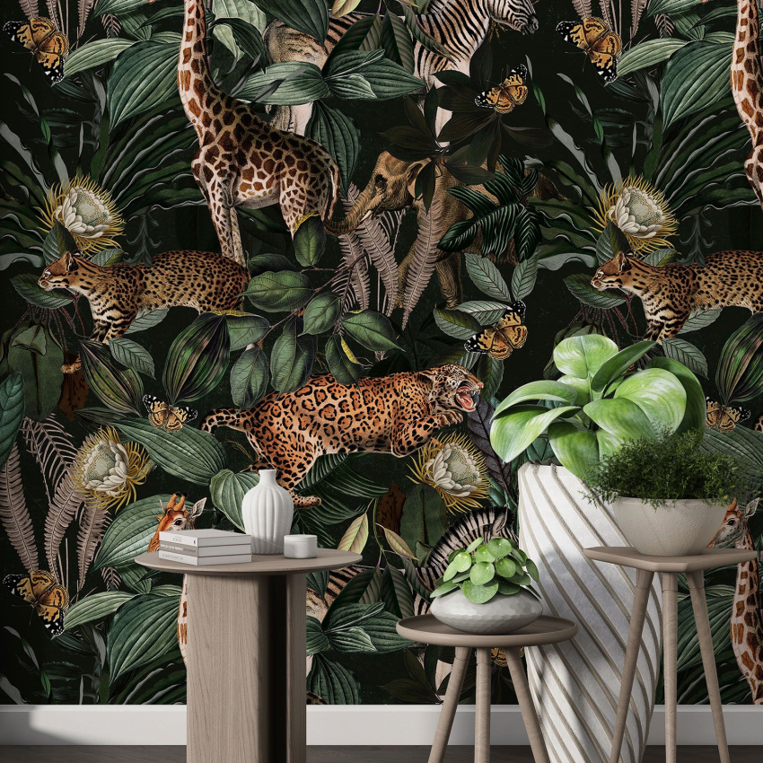 Papier peint motif XL - Animaux de la Jungle
