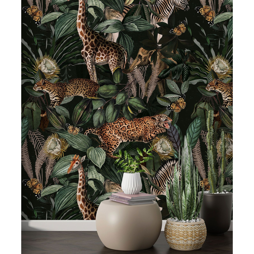 Papier peint motif XL - Animaux de la Jungle
