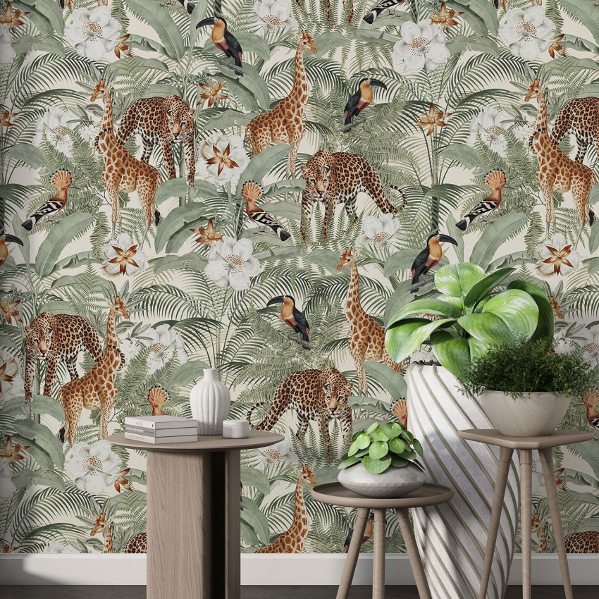 Papier peint motif XL - Animaux de la Jungle