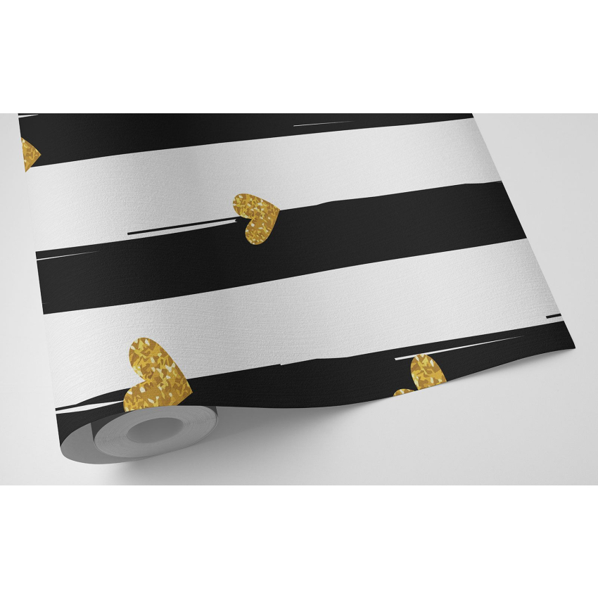 Papier peint motif XL - Cœurs Rayures