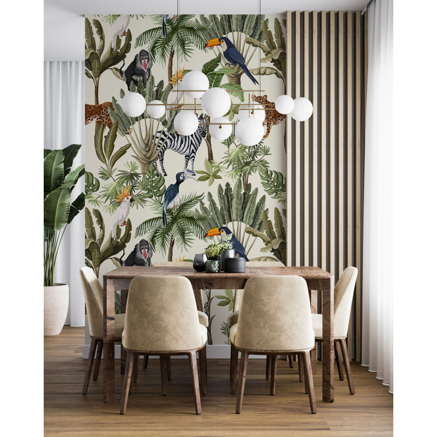Papier peint motif XL Enfants - Animaux de la Jungle
