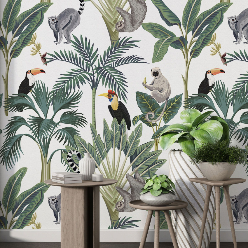 Papier peint motif XL Enfants - Jungle