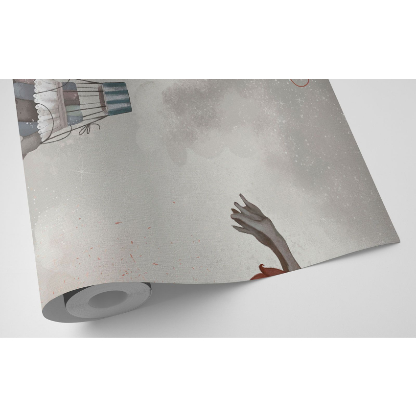 Papier peint motif XL Enfants - Montgolfières Flamants Roses