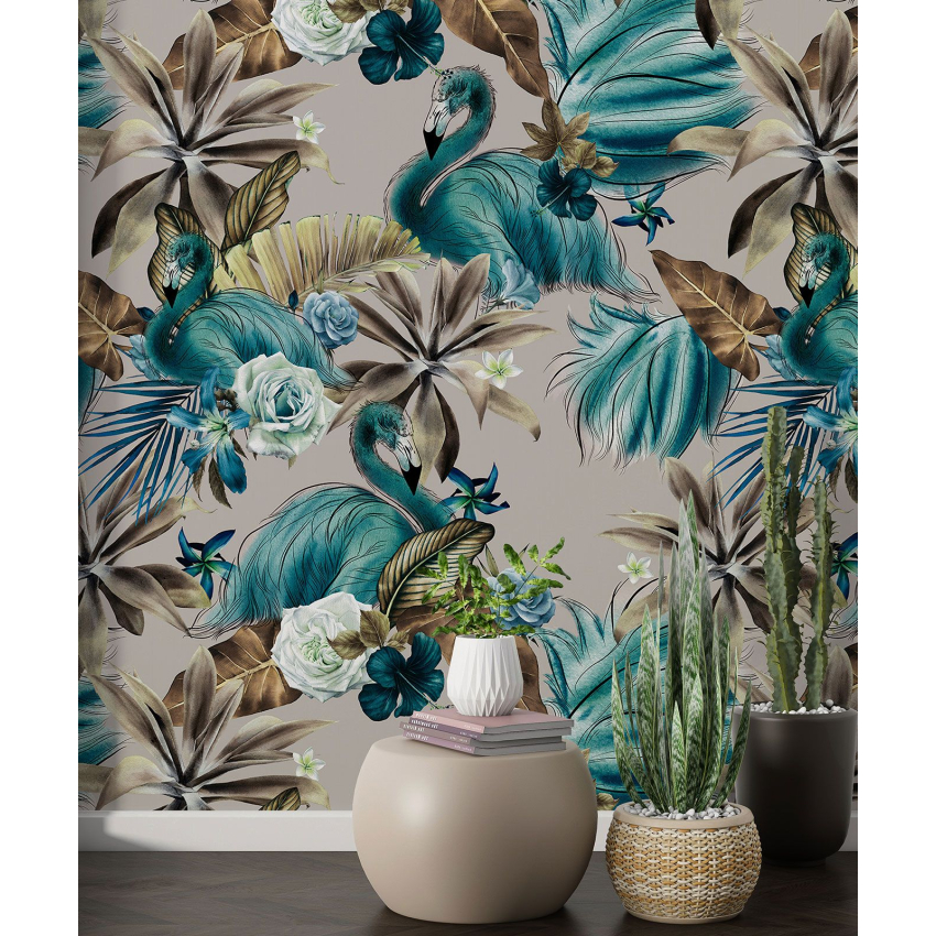 Papier peint motif XL - Flamants