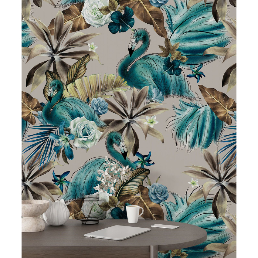 Papier peint motif XL - Flamants