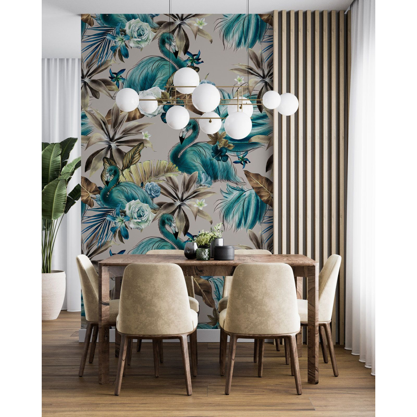 Papier peint motif XL - Flamants