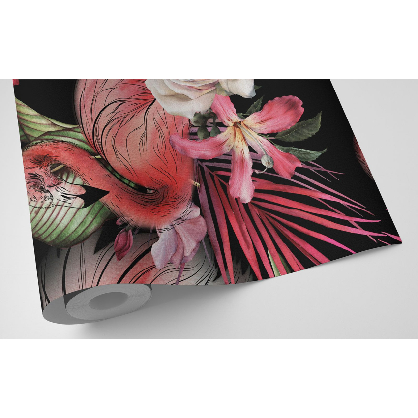Papier peint motif XL - Flamants Roses