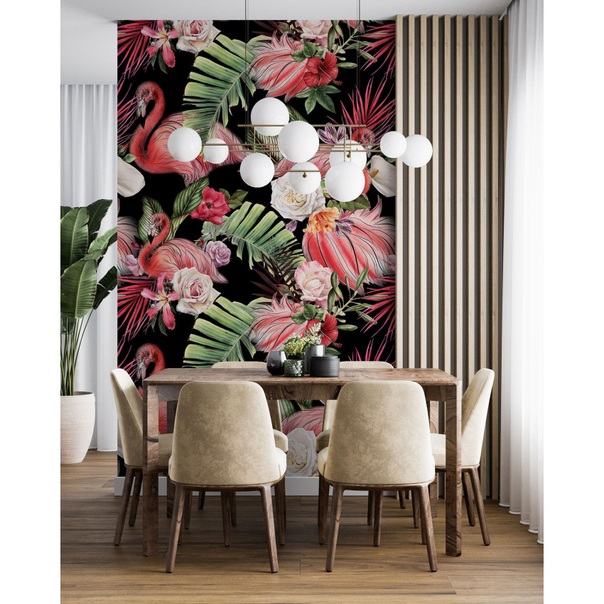 Papier peint motif XL - Flamants Roses