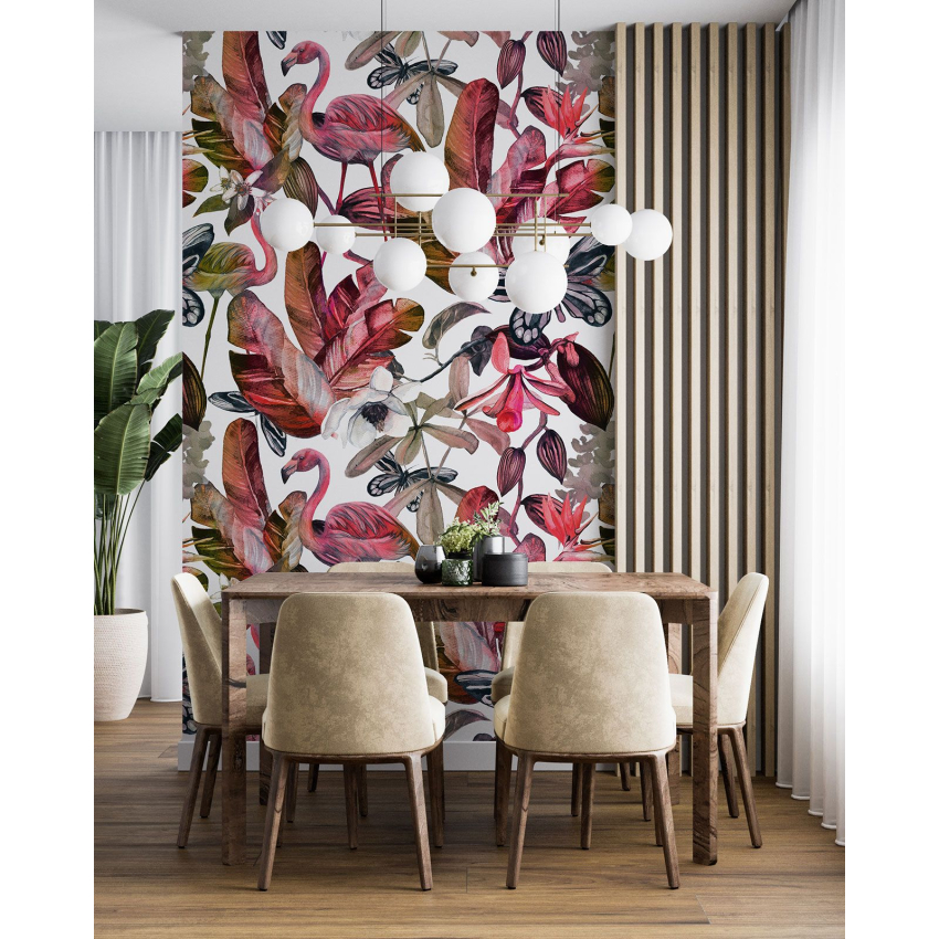 Papier peint motif XL - Flamants roses