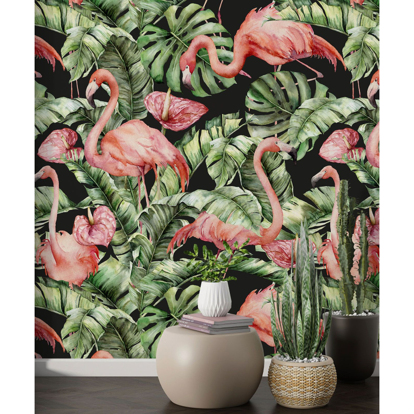 Papier peint motif XL - Flamants Roses