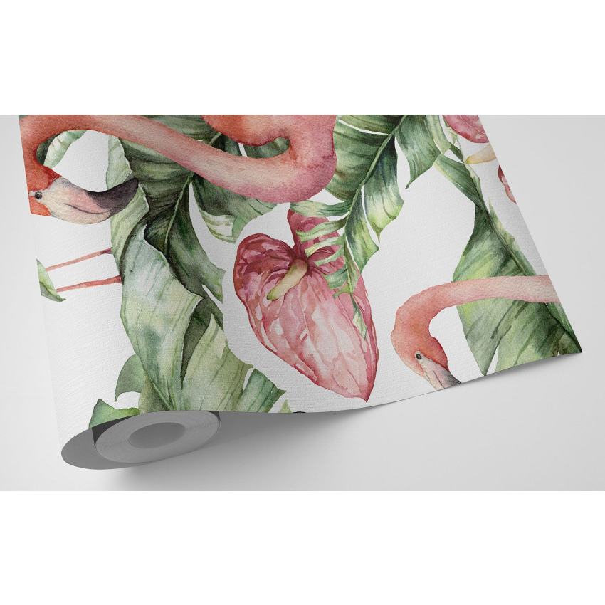 Papier peint motif XL - Flamants Roses