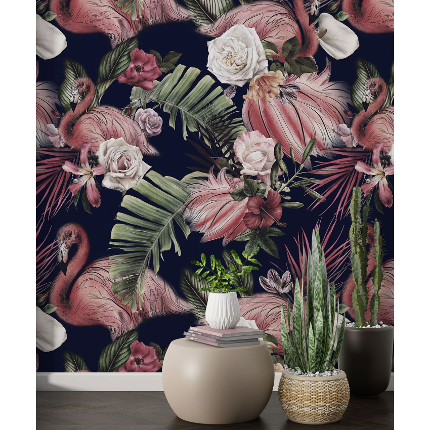 Papier peint motif XL - Flamants Roses