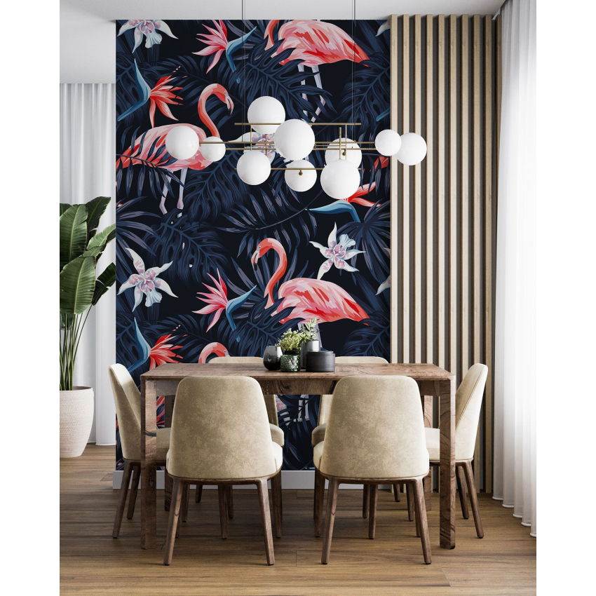 Papier peint motif XL - Flamants roses