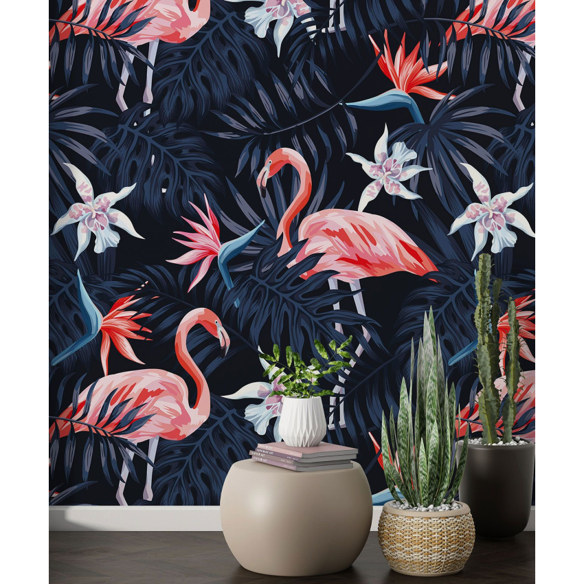 Papier peint motif XL - Flamants roses