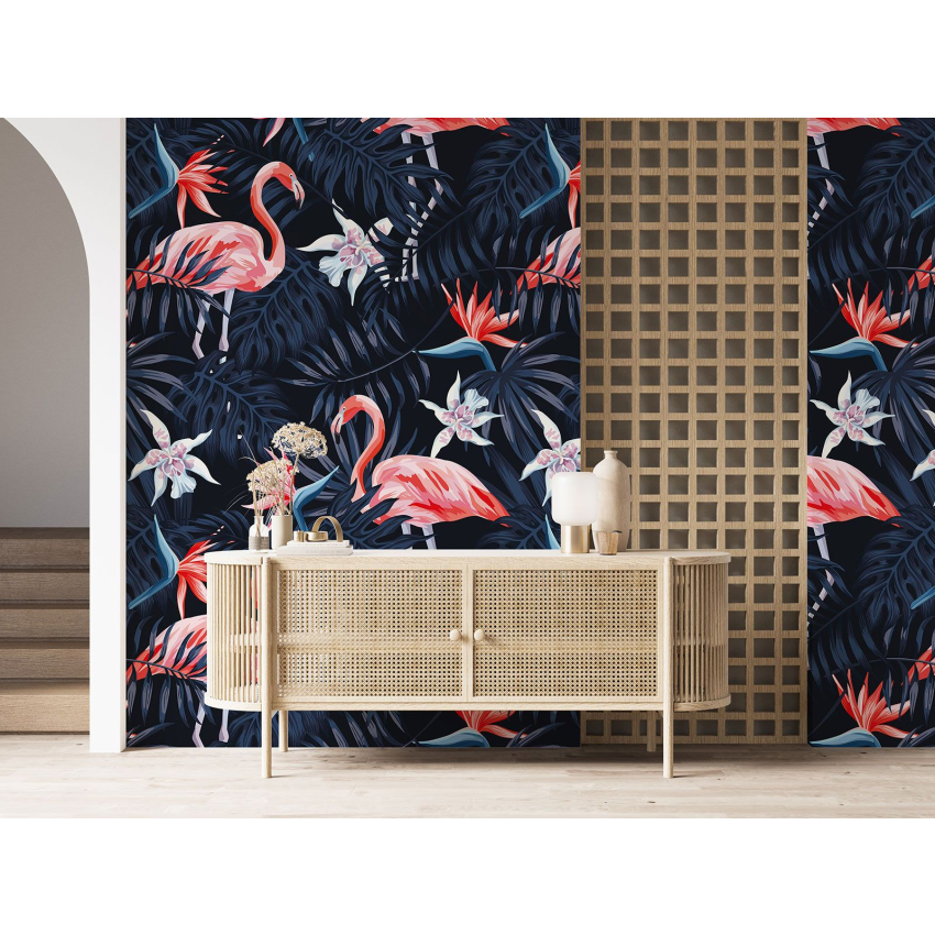 Papier peint motif XL - Flamants roses
