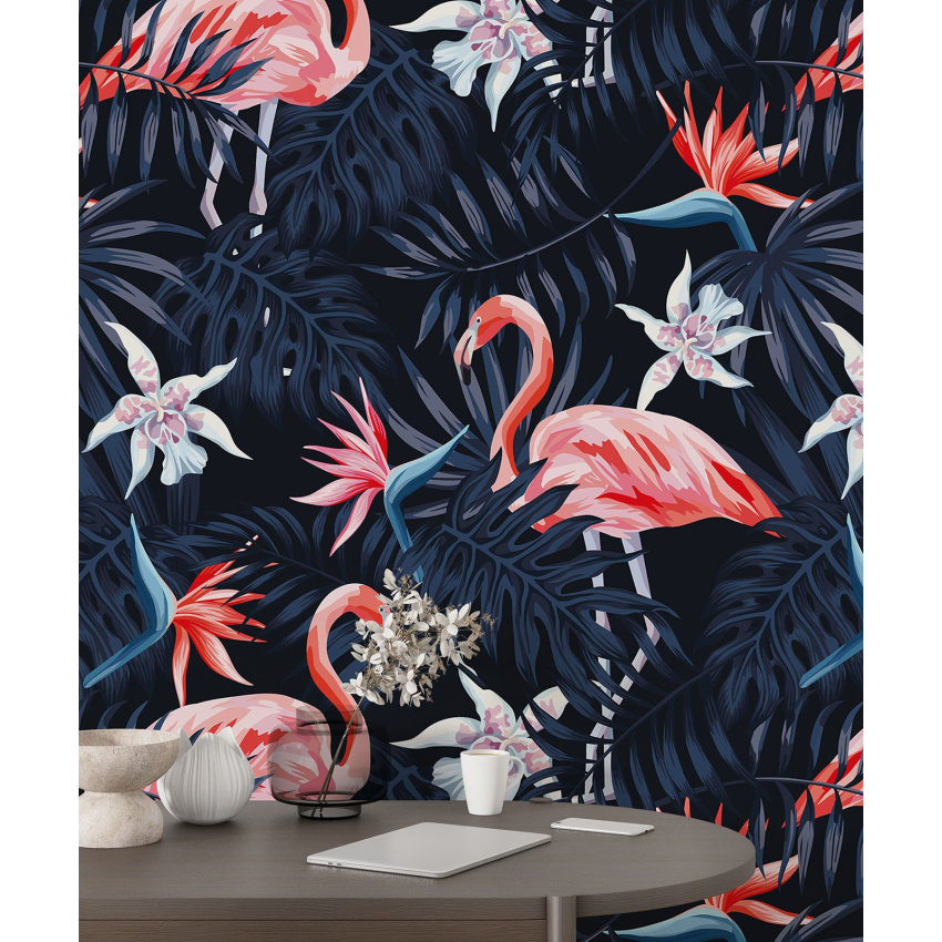 Papier peint motif XL - Flamants roses