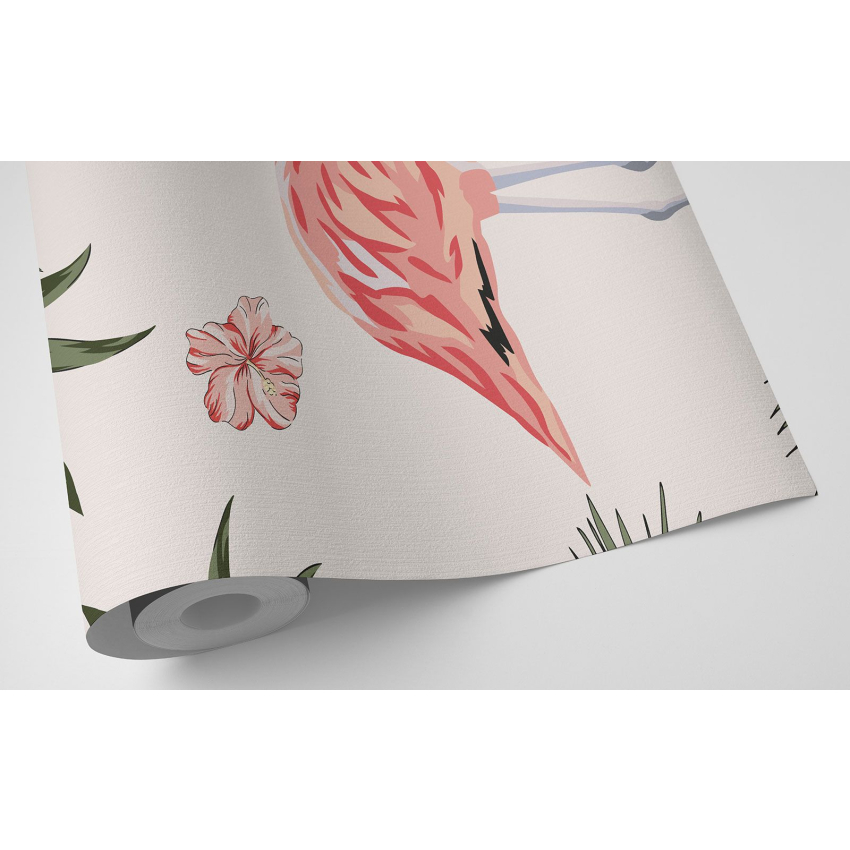 Papier peint motif XL - Flamants Roses