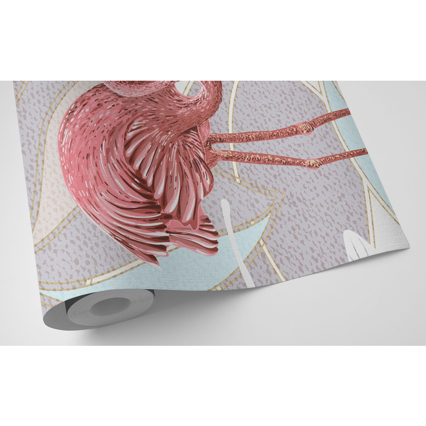 Papier peint motif XL - Flamants Roses