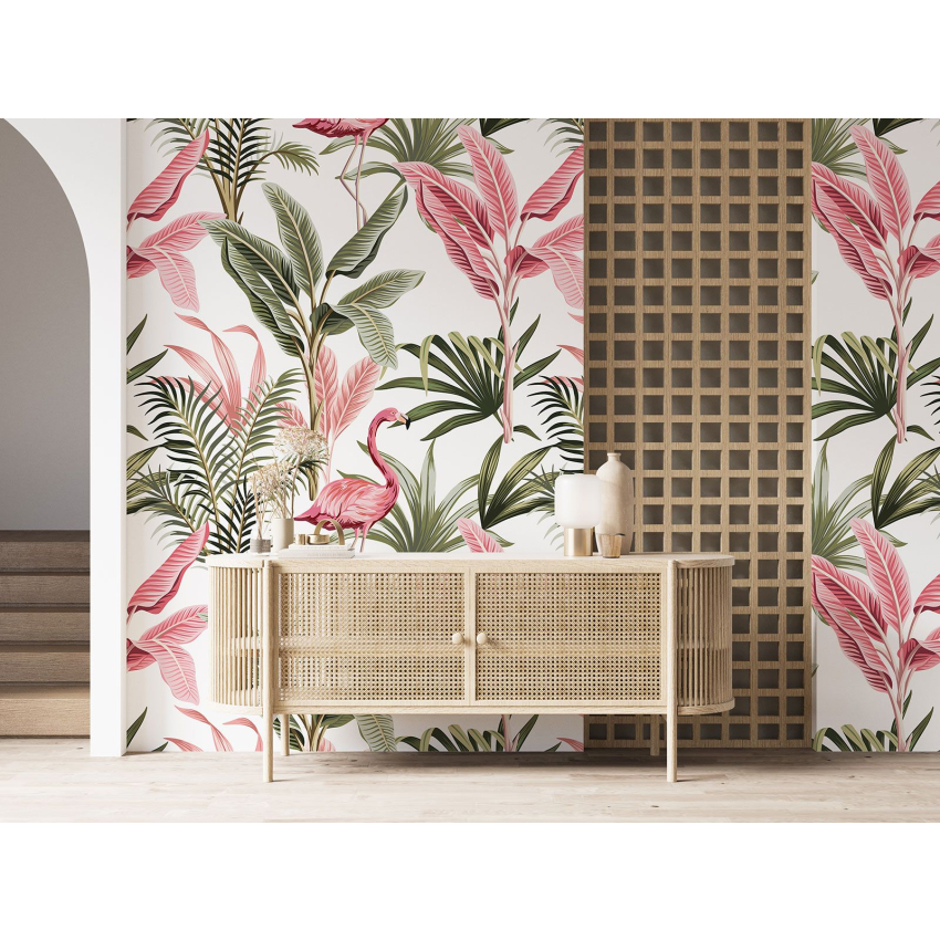 Papier peint motif XL - Flamants Roses