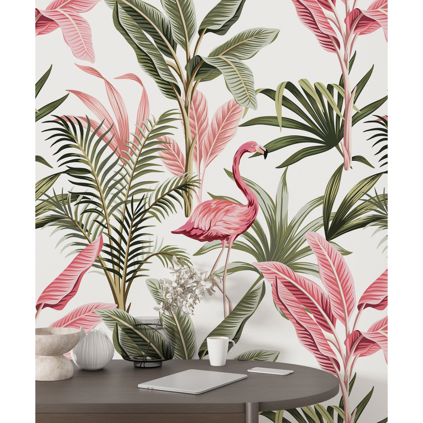 Papier peint motif XL - Flamants Roses
