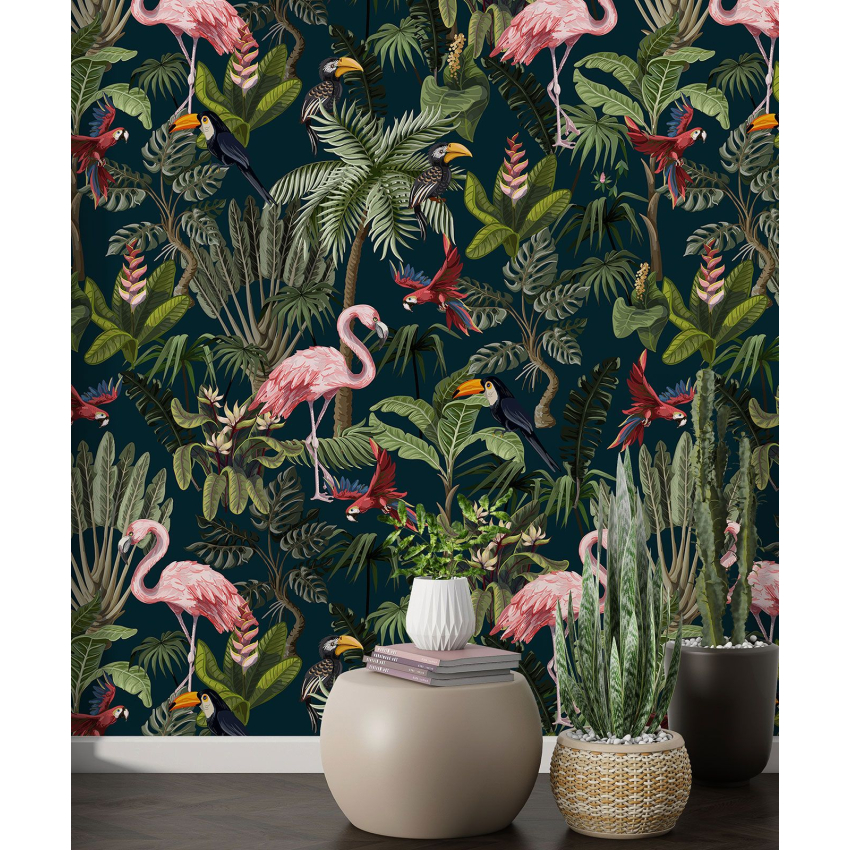 Papier peint motif XL - Flamants Roses