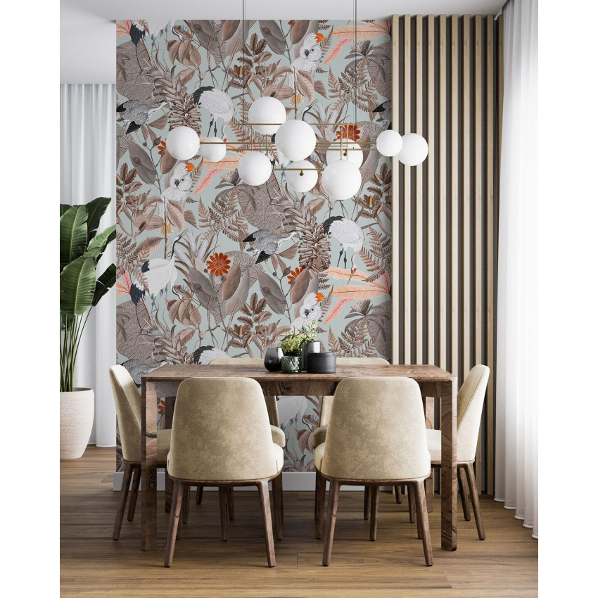Papier peint motif XL - Fleurs Oiseaux