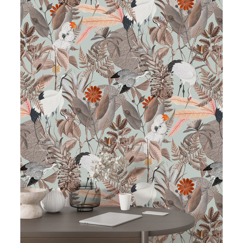 Papier peint motif XL - Fleurs Oiseaux