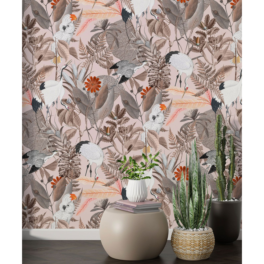 Papier peint motif XL - Fleurs Oiseaux