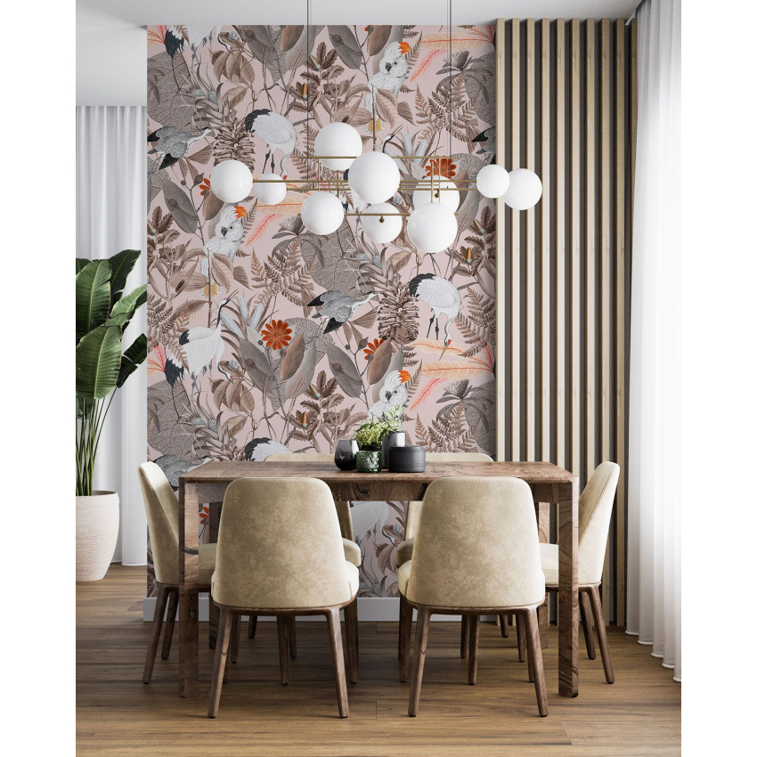 Papier peint motif XL - Fleurs Oiseaux