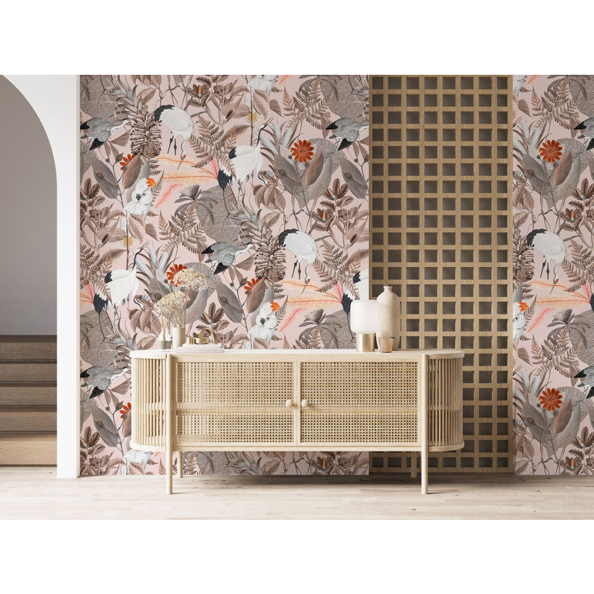 Papier peint motif XL - Fleurs Oiseaux