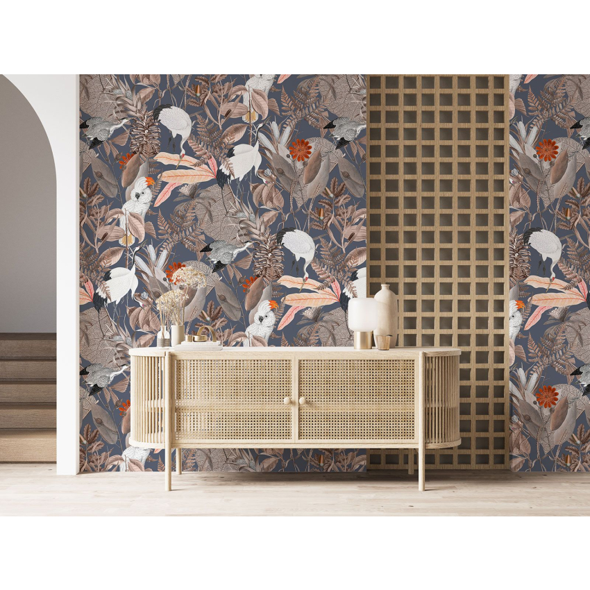 Papier peint motif XL - Fleurs Oiseaux