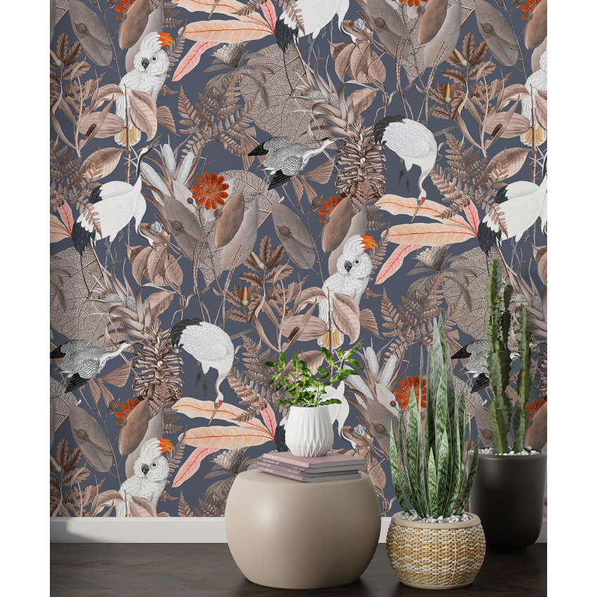 Papier peint motif XL - Fleurs Oiseaux