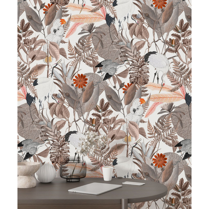 Papier peint motif XL - Fleurs Oiseaux