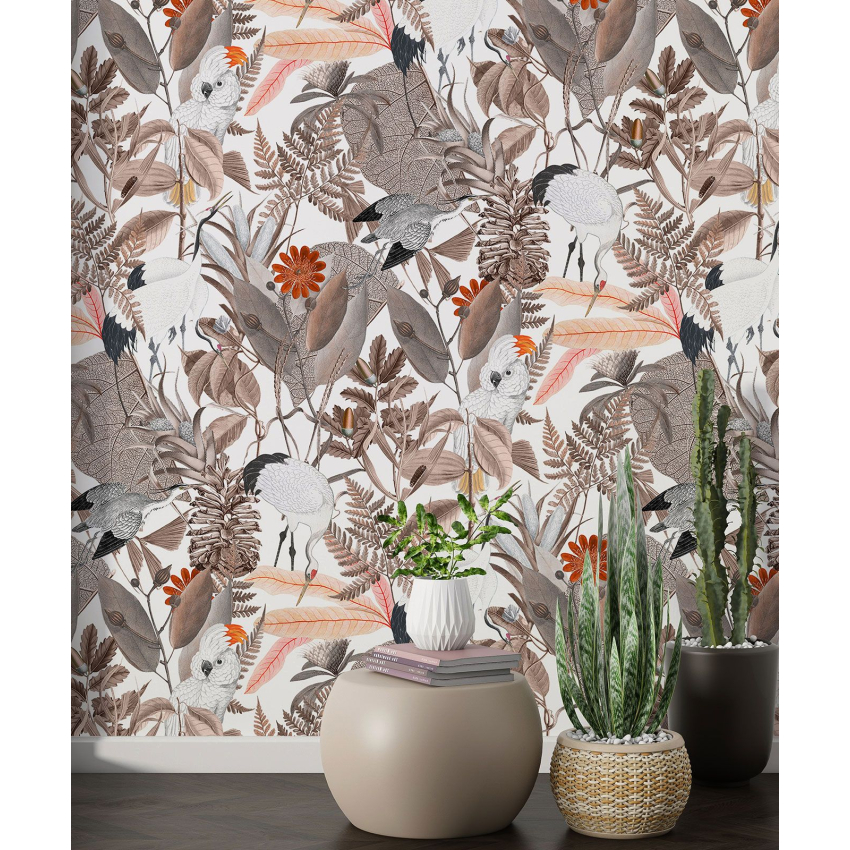 Papier peint motif XL - Fleurs Oiseaux