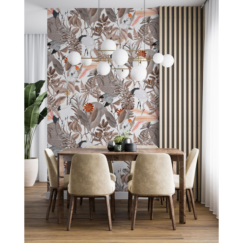 Papier peint motif XL - Fleurs Oiseaux
