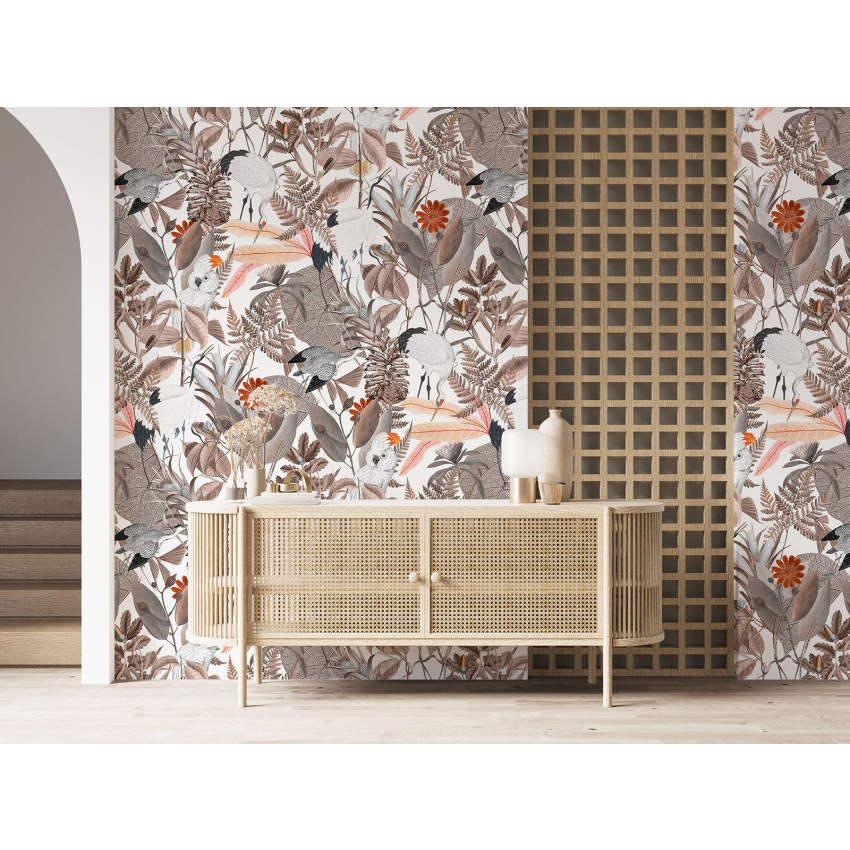 Papier peint motif XL - Fleurs Oiseaux