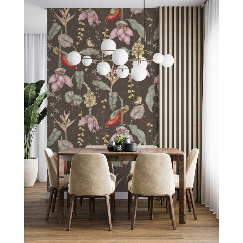 Papier peint motif XL - Fleurs Oiseaux