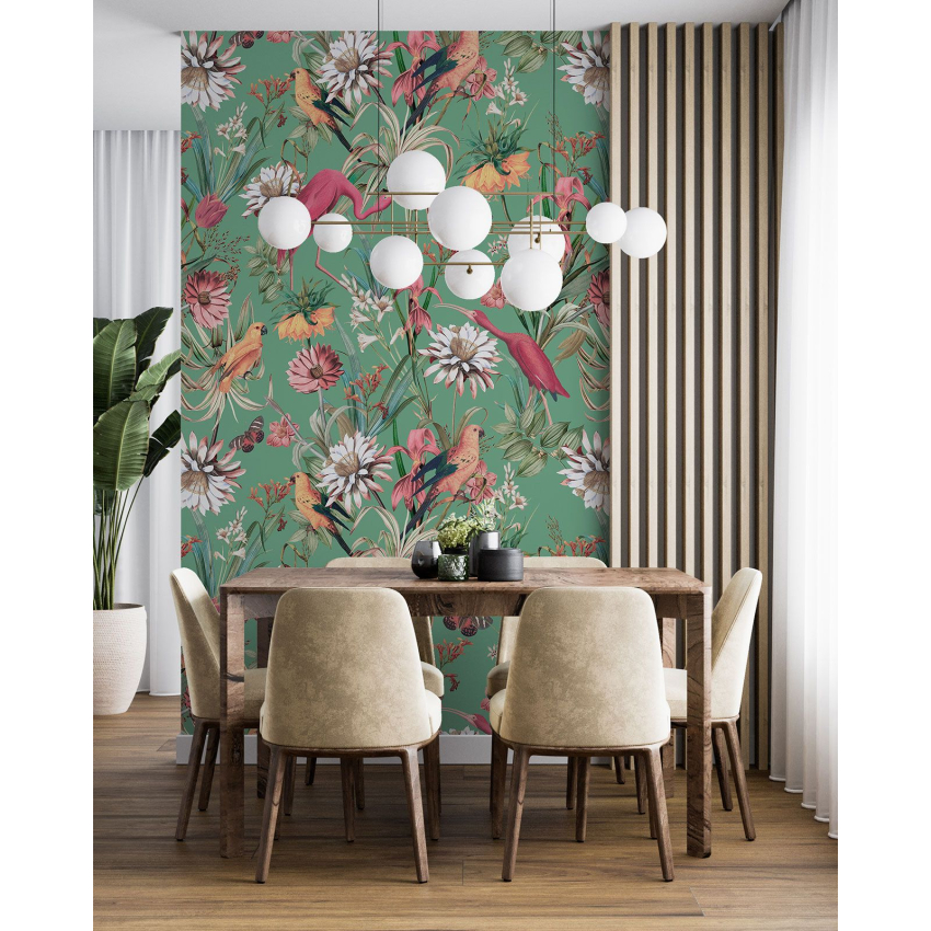 Papier peint motif XL - Fleurs Oiseaux