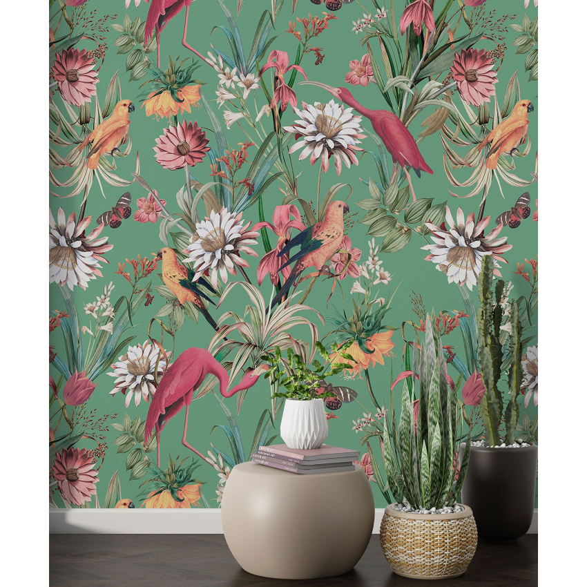 Papier peint motif XL - Fleurs Oiseaux