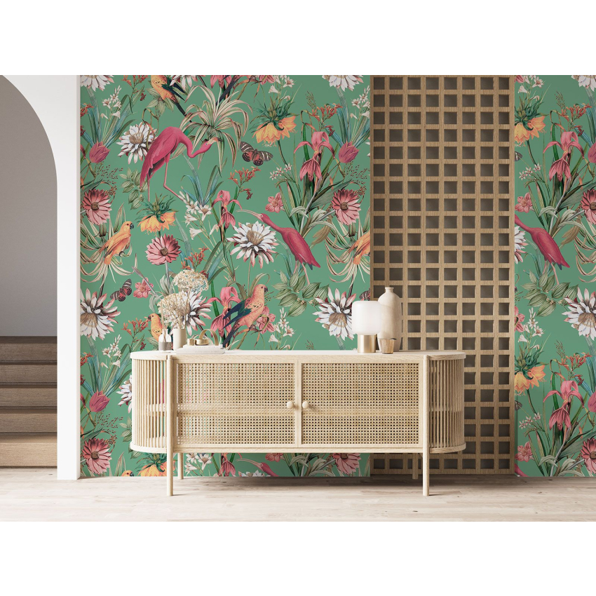 Papier peint motif XL - Fleurs Oiseaux