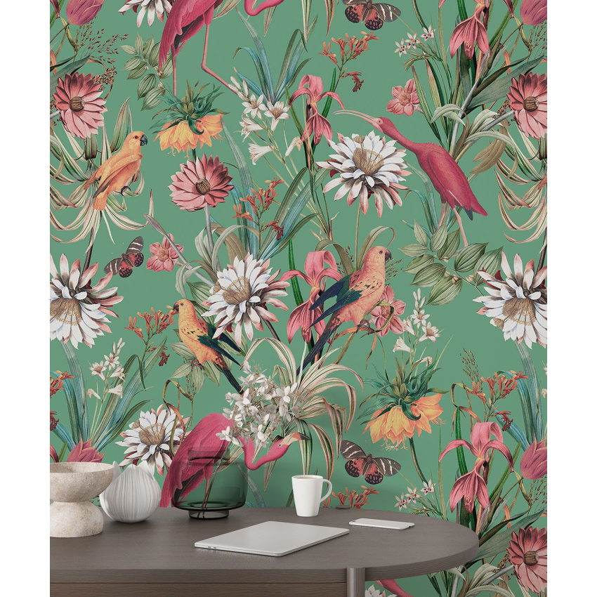 Papier peint motif XL - Fleurs Oiseaux