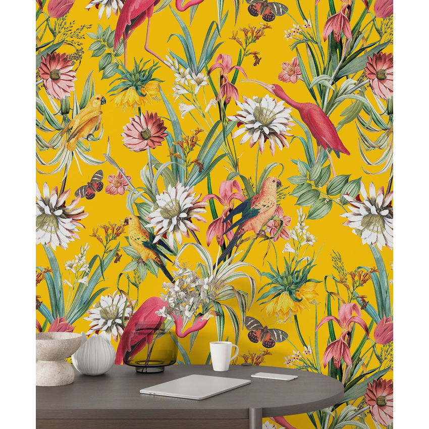 Papier peint motif XL - Fleurs Oiseaux