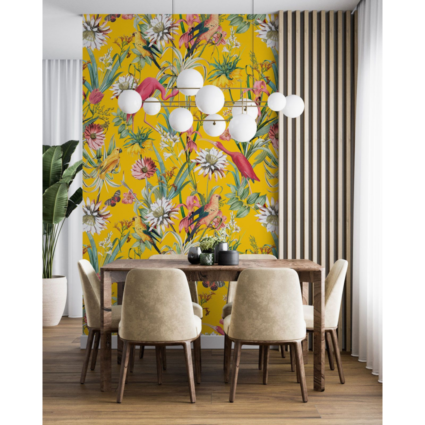 Papier peint motif XL - Fleurs Oiseaux