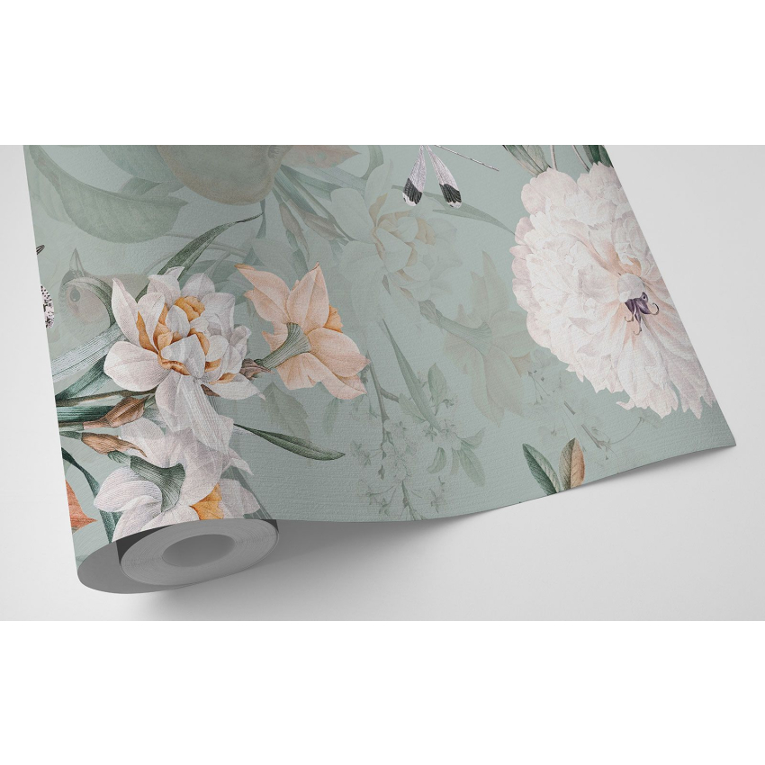 Papier peint motif XL - Fleurs Oiseaux