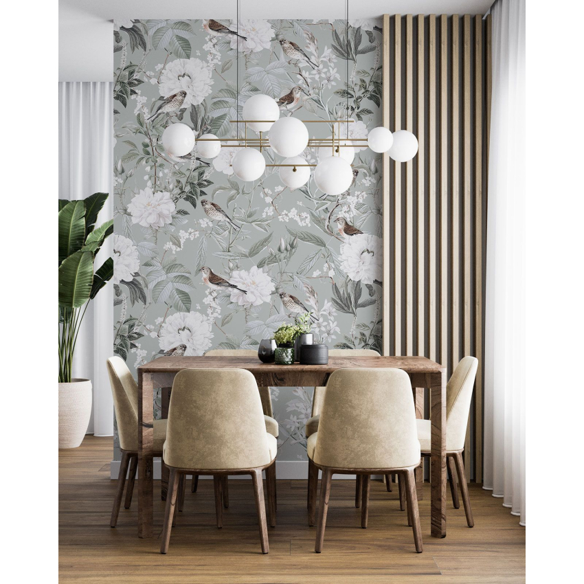 Papier peint motif XL - Fleurs Oiseaux